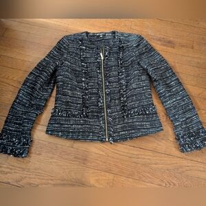 Karl Lagerfeld Navy, Black and White Tweed Blazer, Women's 8